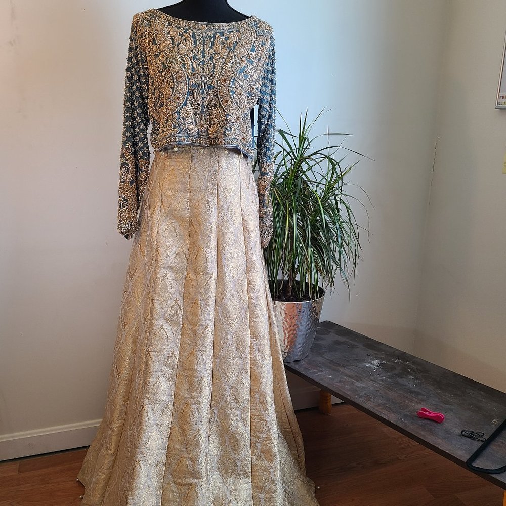 Vintage Indian-Style Formal Skirt / Top / Scarf